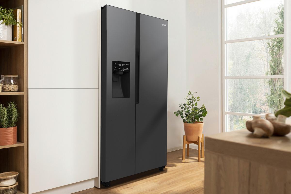 Side-by-side Nrr9185esbxl 2 Türen Schwarz - Schwarz, Basics, Glas/Kunststoff (91,5/178,6/69,8cm) - Gorenje