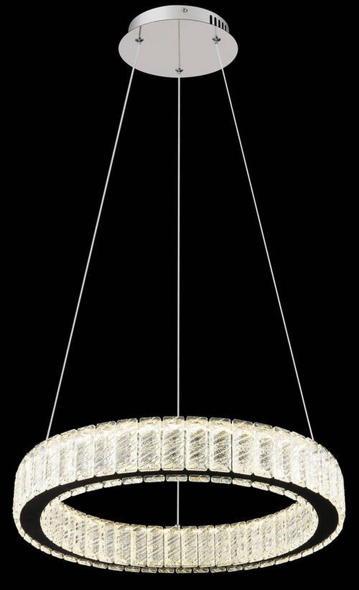Led Függőlámpa 67162-50 - krómszínű/áttetsző, Design, műanyag/fém (50/120cm) - Globo
