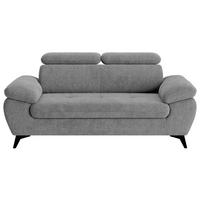 2-Sitzer-Sofa Hudson Kopfteile verstellbar Grau B: 194 cm - Schwarz/Grau, Textil (194/84/100cm) - MID.YOU