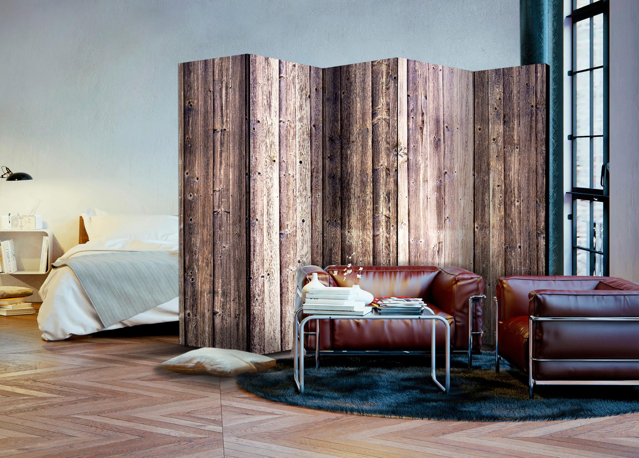 Paravent Braun Beige B: 225 cm - Beige/Braun, Basics, Holz/Textil (225/172/3cm) - artgeist