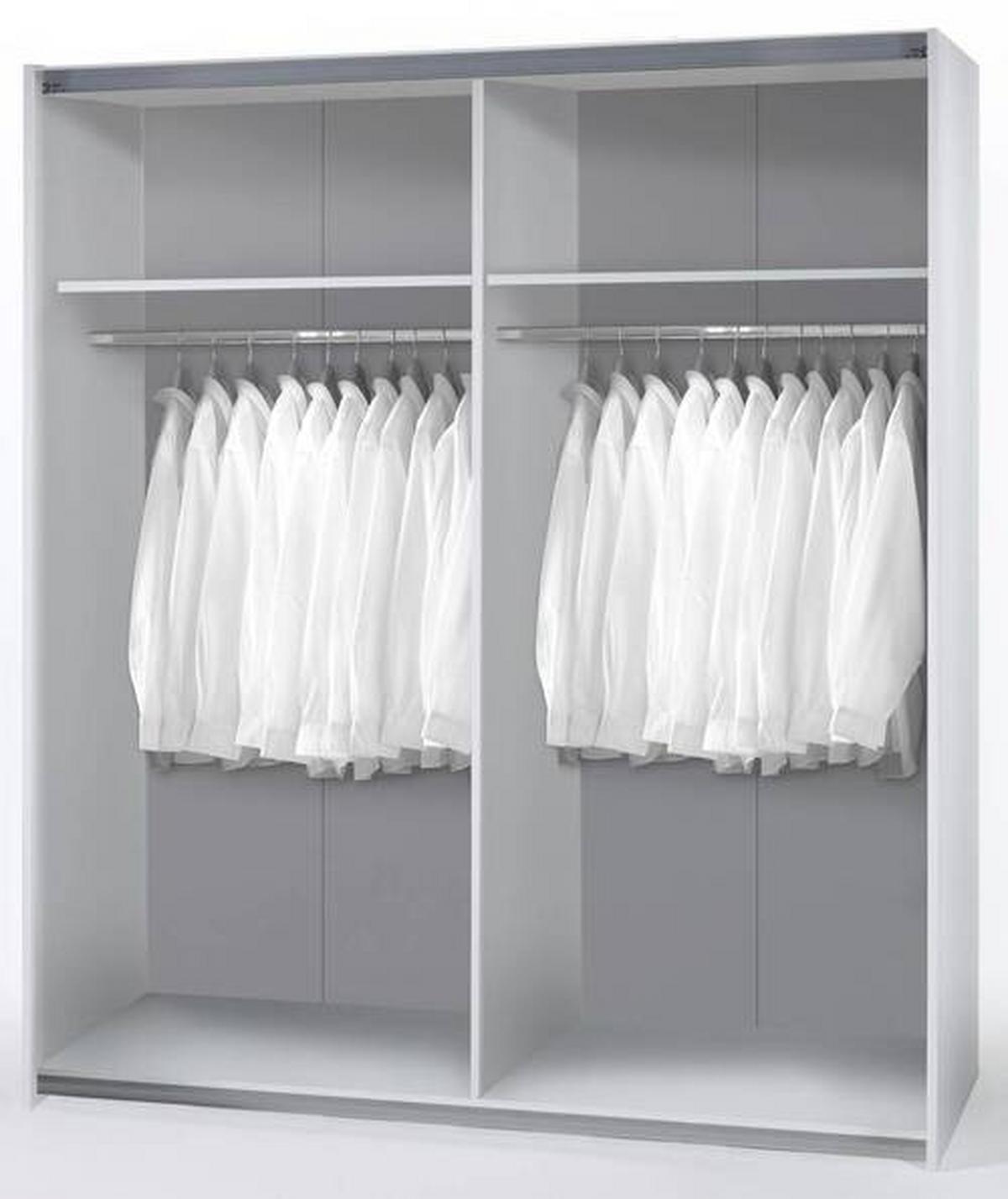 Schwebetürenschrank Time B: 170 cm Weiß - Weiß, MODERN (170/195/57,5cm) - P & B