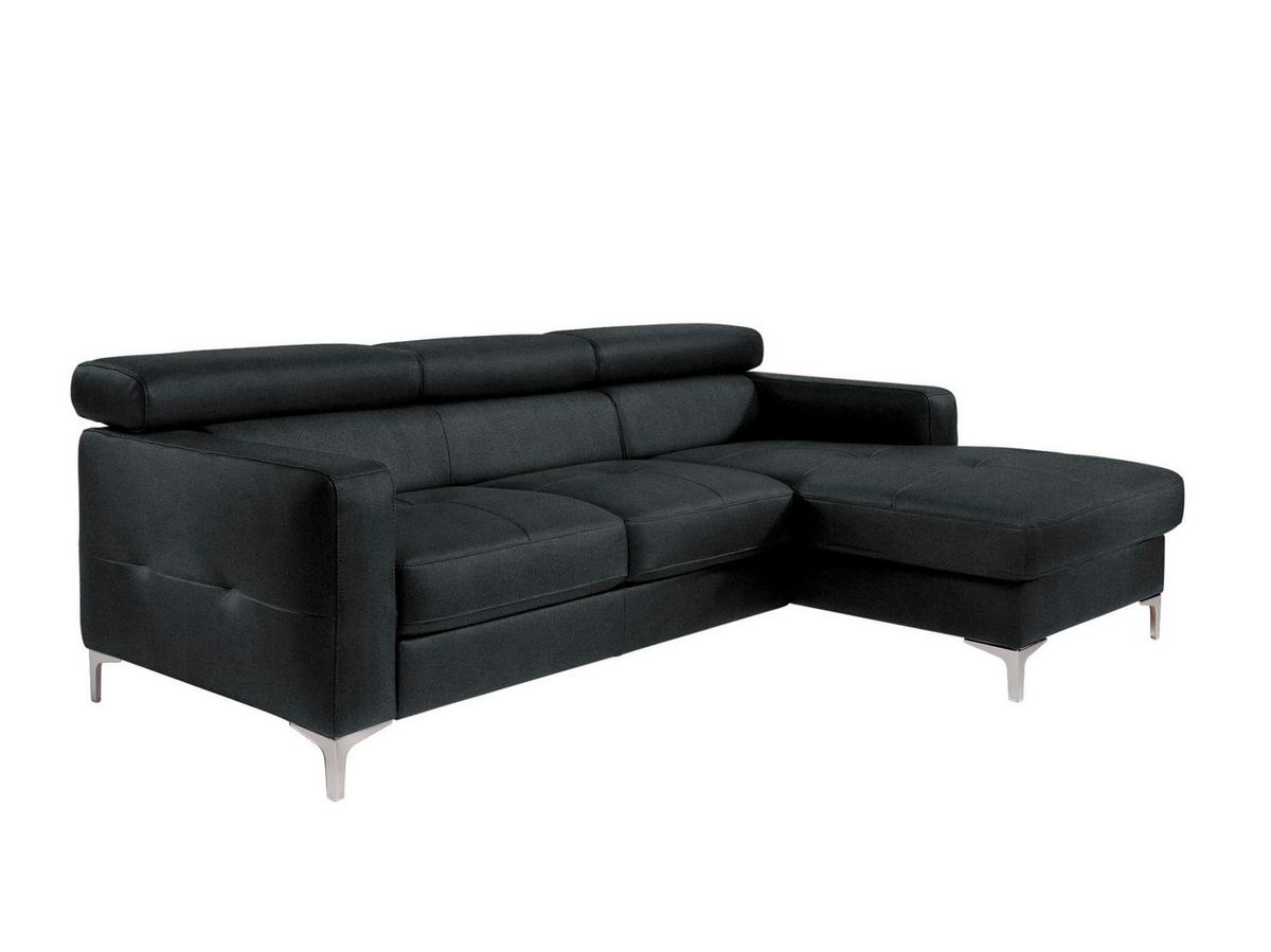 Ecksofa mit Schlaffunktion Sammy Schwarz - Chromfarben/Schwarz, Design, Textil (226/169cm) - Livetastic
