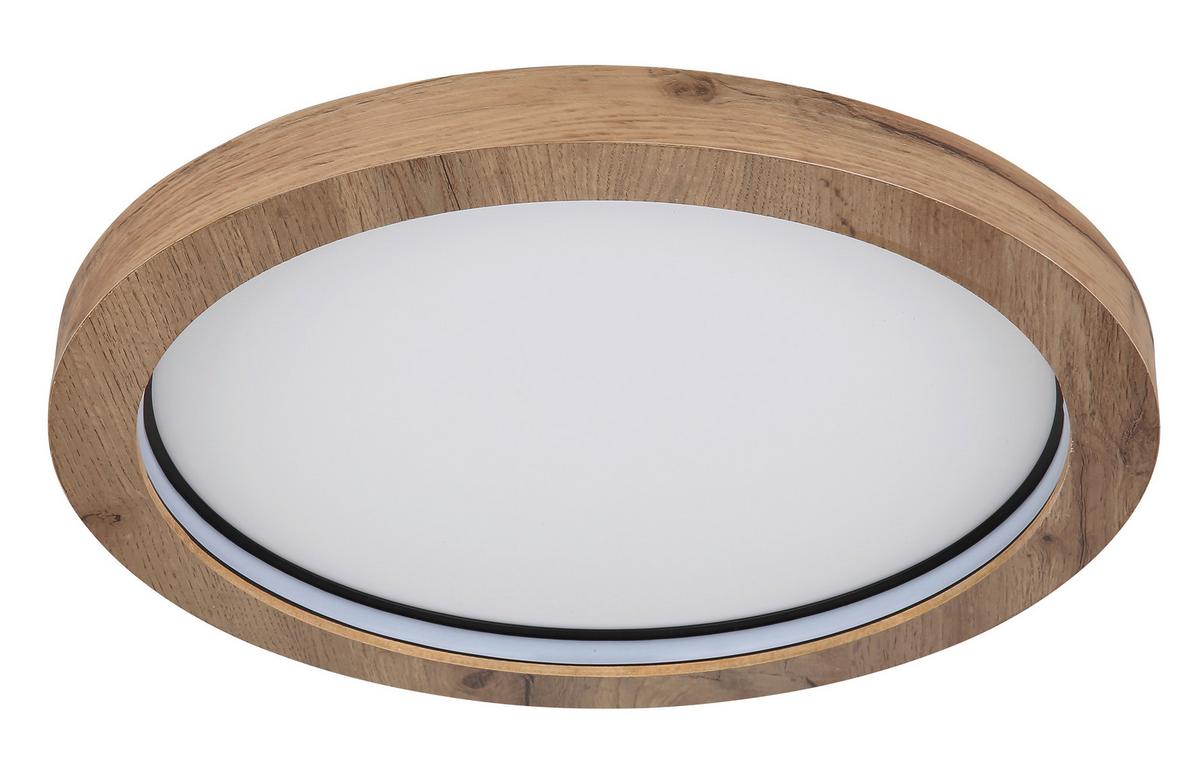 LED-Deckenleuchte 41374-24r - Dunkelbraun/Opal, Natur, Holzwerkstoff/Kunststoff (40/6,5cm) - Globo