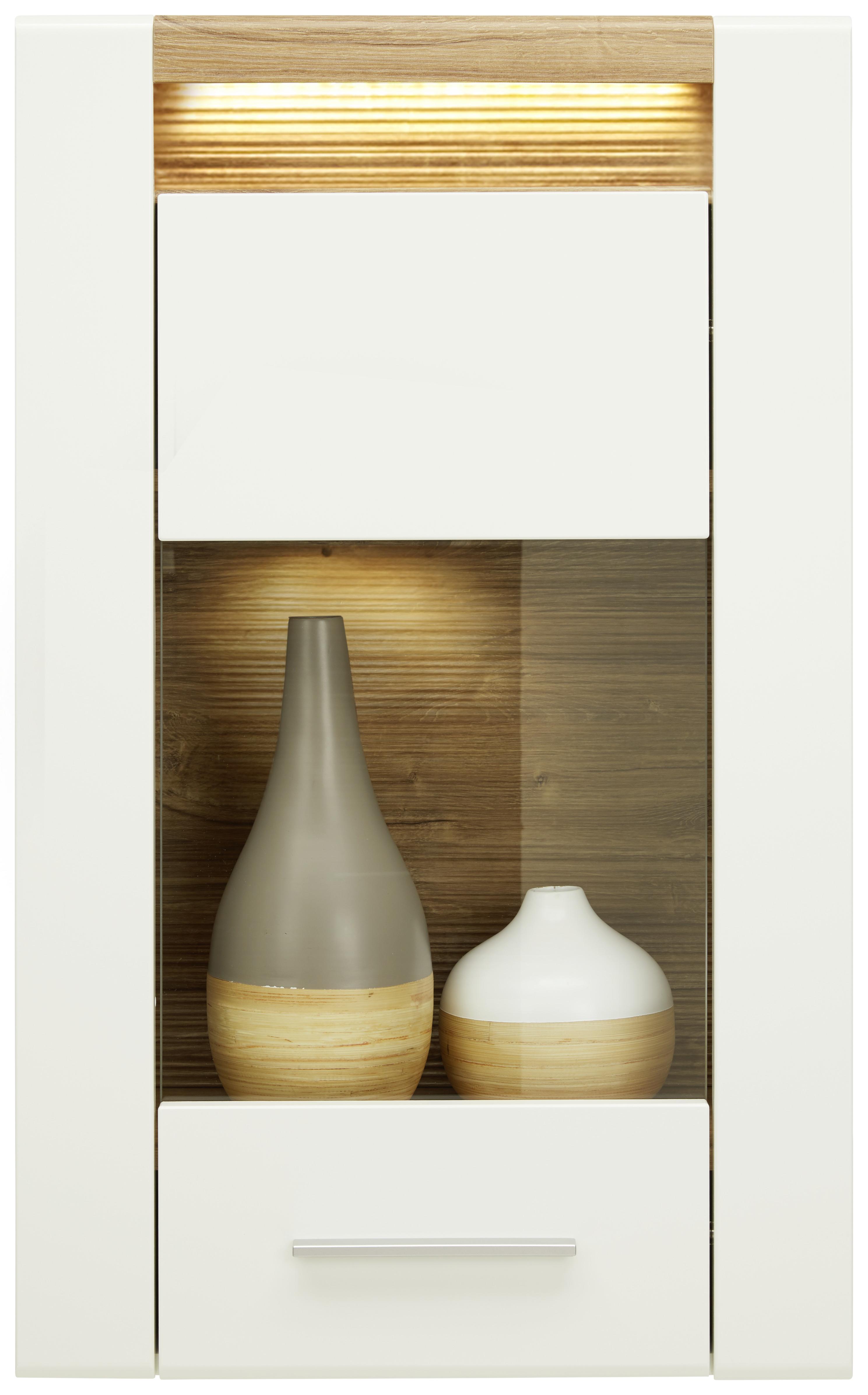 Závesná Vitrína Leonardo - farby dubu/biela, Moderný, kov/kompozitné drevo (60/98,5/30cm) - Modern Living