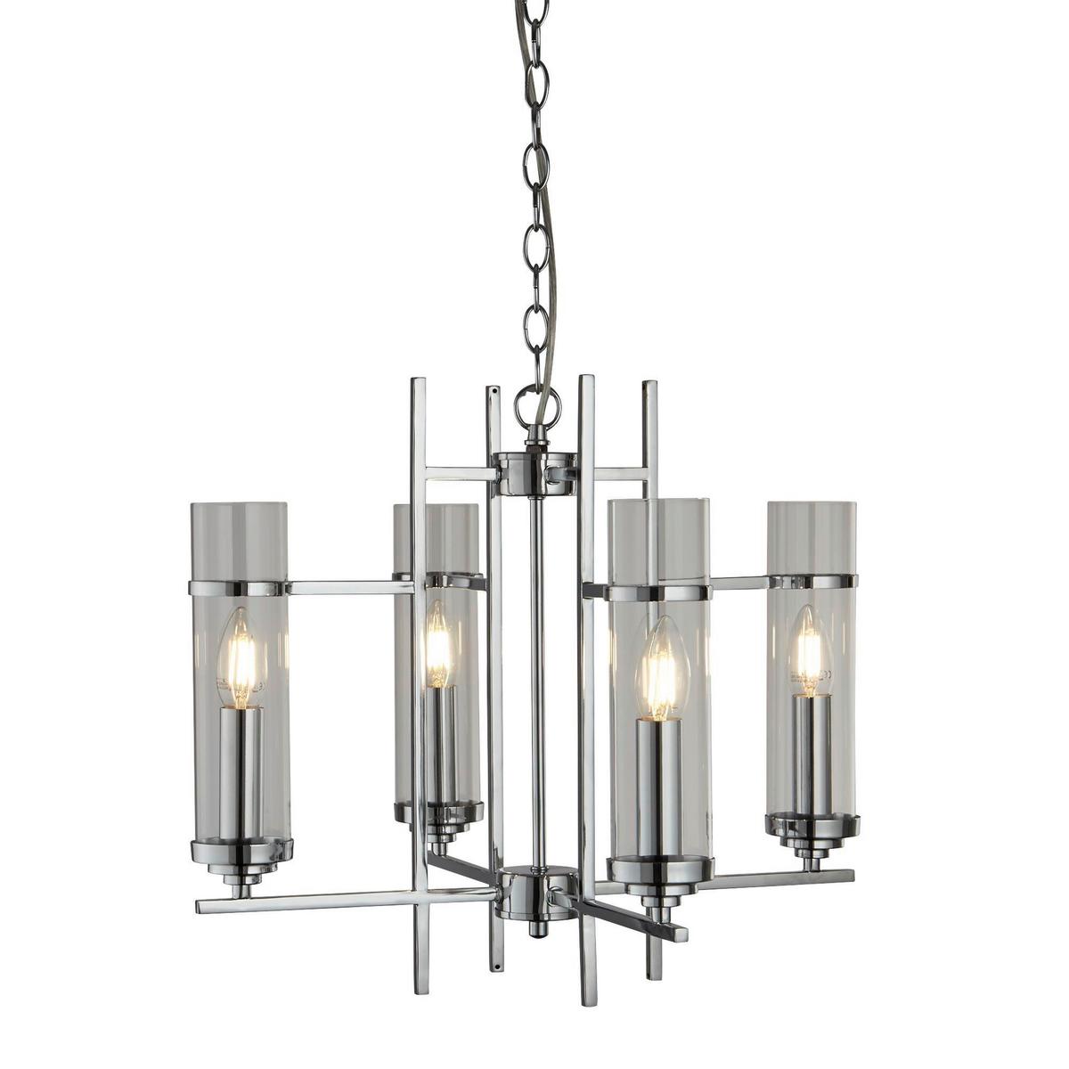Hängeleuchte 3094-4cc - Chromfarben, Design, Glas/Metall (49/49/42-92cm)
