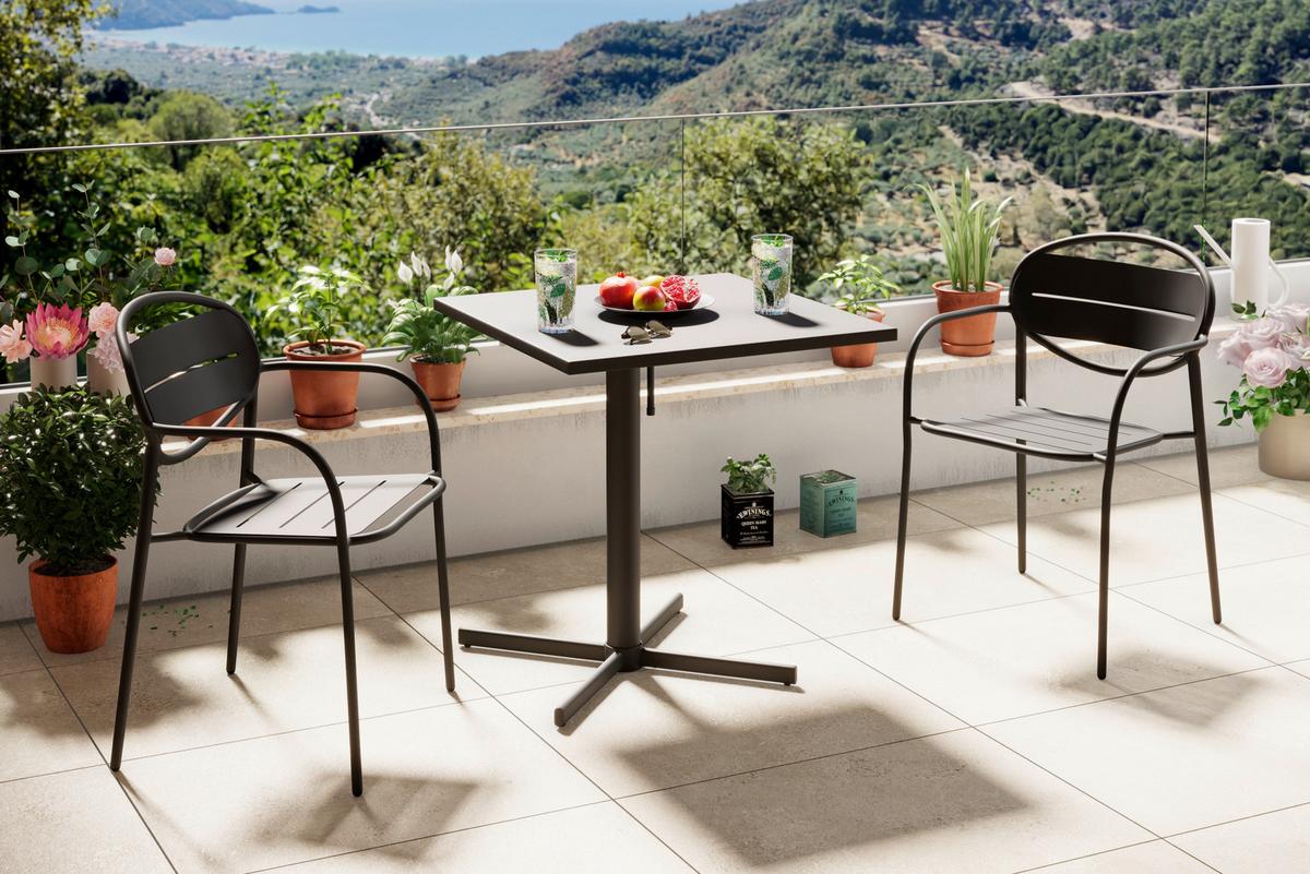 Gartentisch -Klapptisch Rom - Anthrazit, MODERN, Metall (70/72/70cm) - Beldano