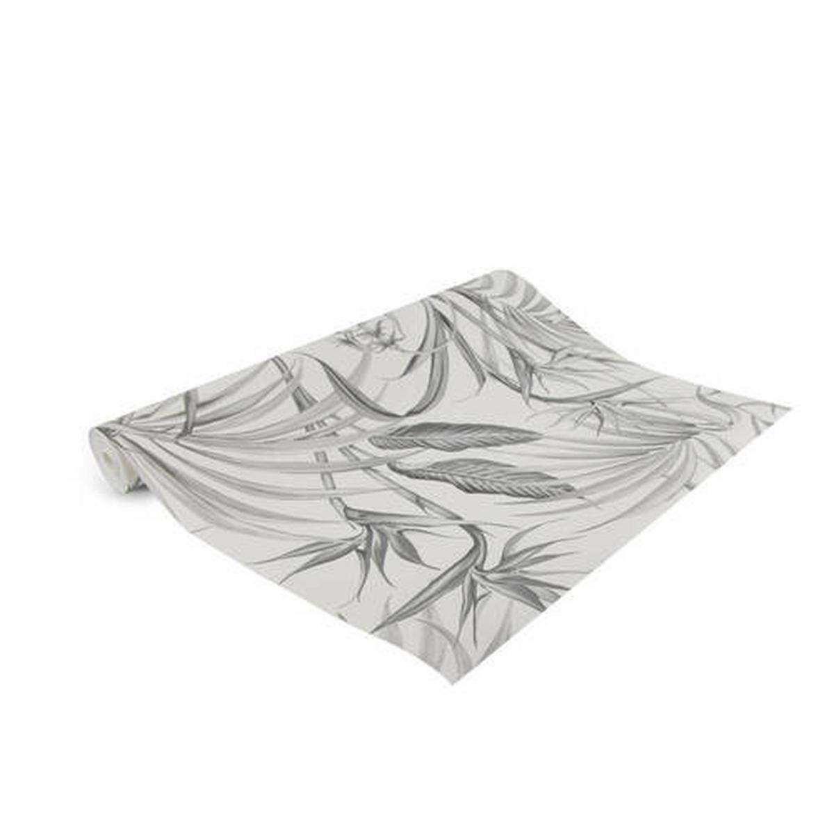 Vliestapete Blätter Grau B: 52 cm - Grau, Basics, Papier/Kunststoff (52/1000cm)