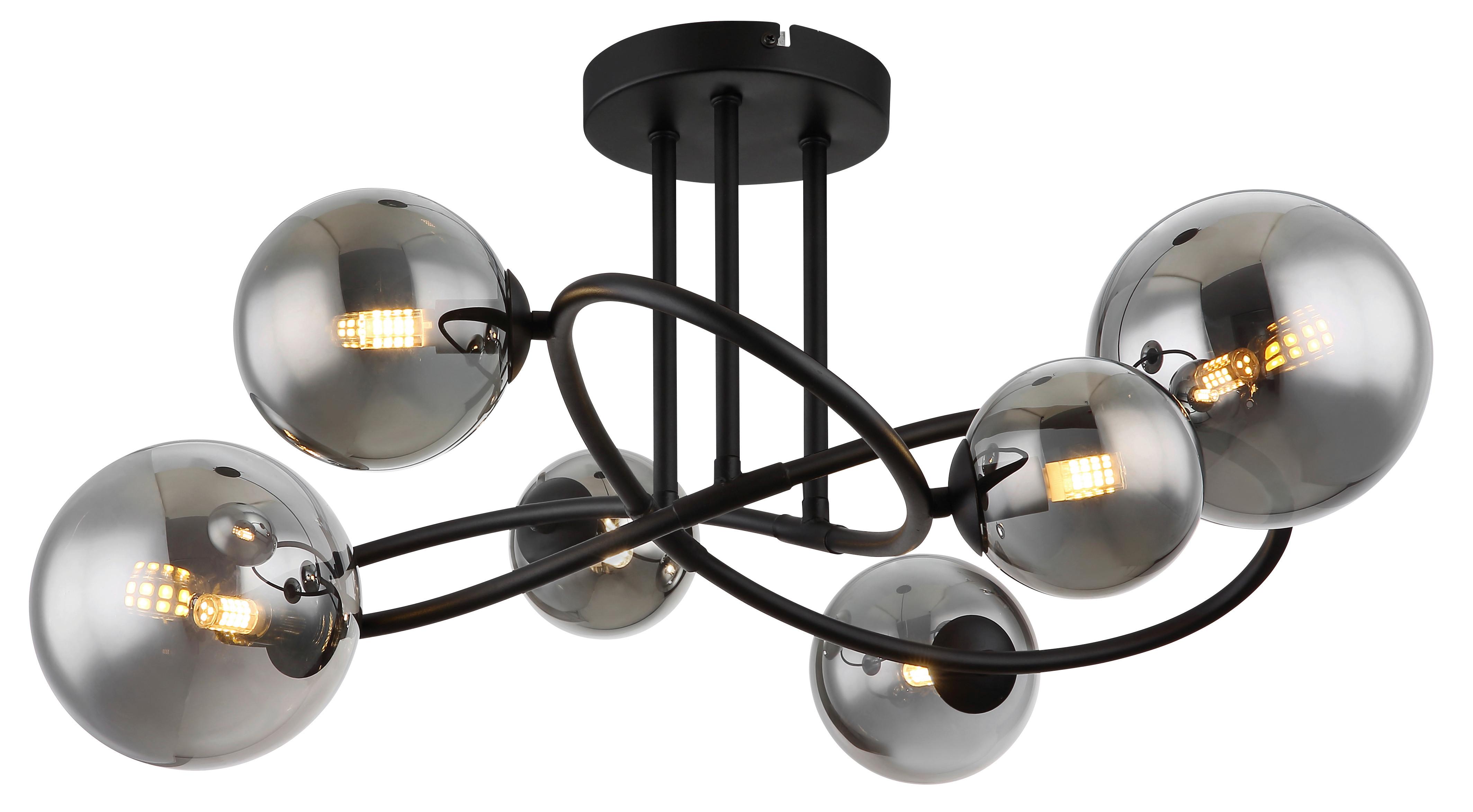 LED-Deckenleuchte 56133-6d - Schwarz, Design, Glas/Metall (62/59/35cm) - Globo