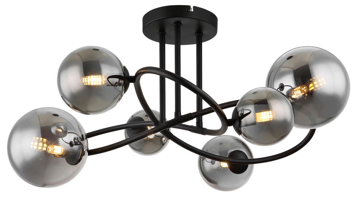 LED-Deckenleuchte 56133-6d - Schwarz, Design, Glas/Metall (62/59/35cm) - Globo