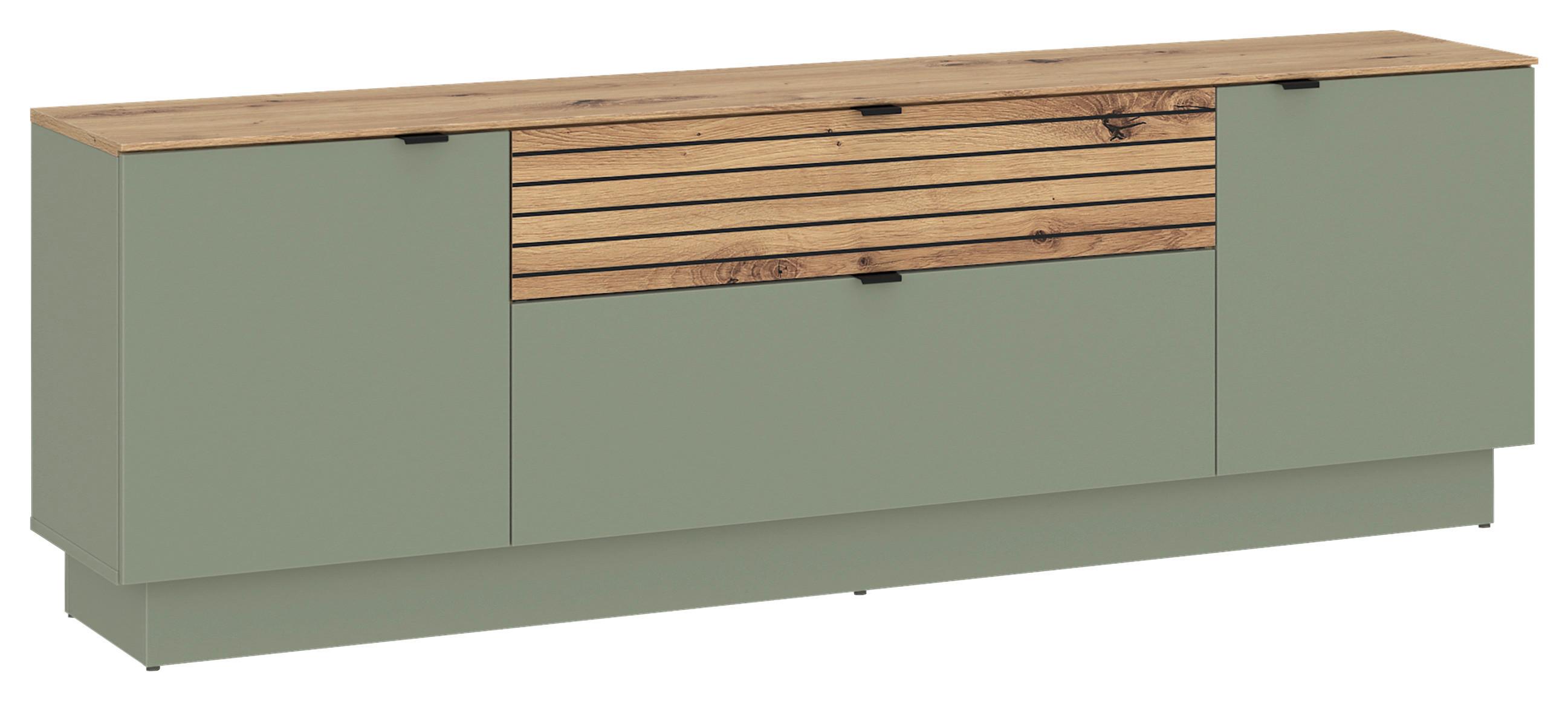 TV-Element Nexa Salbeigrün /Eiche Dekor B: 180cm - Salbeigrün/Eiche Artisan, Basics, Holzwerkstoff (180/59,5/40cm)