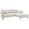 Ecksofa Lava Creme S: 255x180 cm - Creme/Schwarz, Design, Textil (255/180cm) - Livetastic