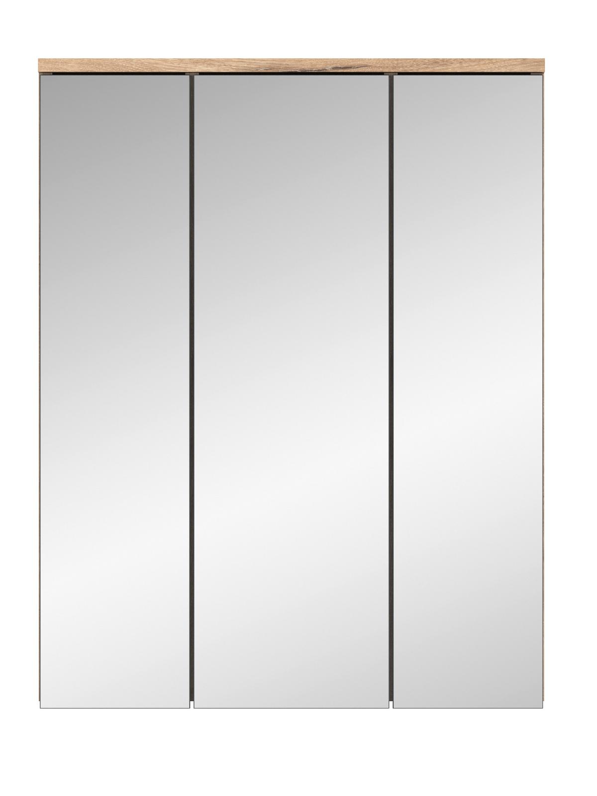 Spiegelschrank Mason 3-türig Bxhxt: 60x77x18 Cm Eiche Dekor - Eichefarben, MODERN, Glas/Holzwerkstoff (60/77/18cm) - MID.YOU