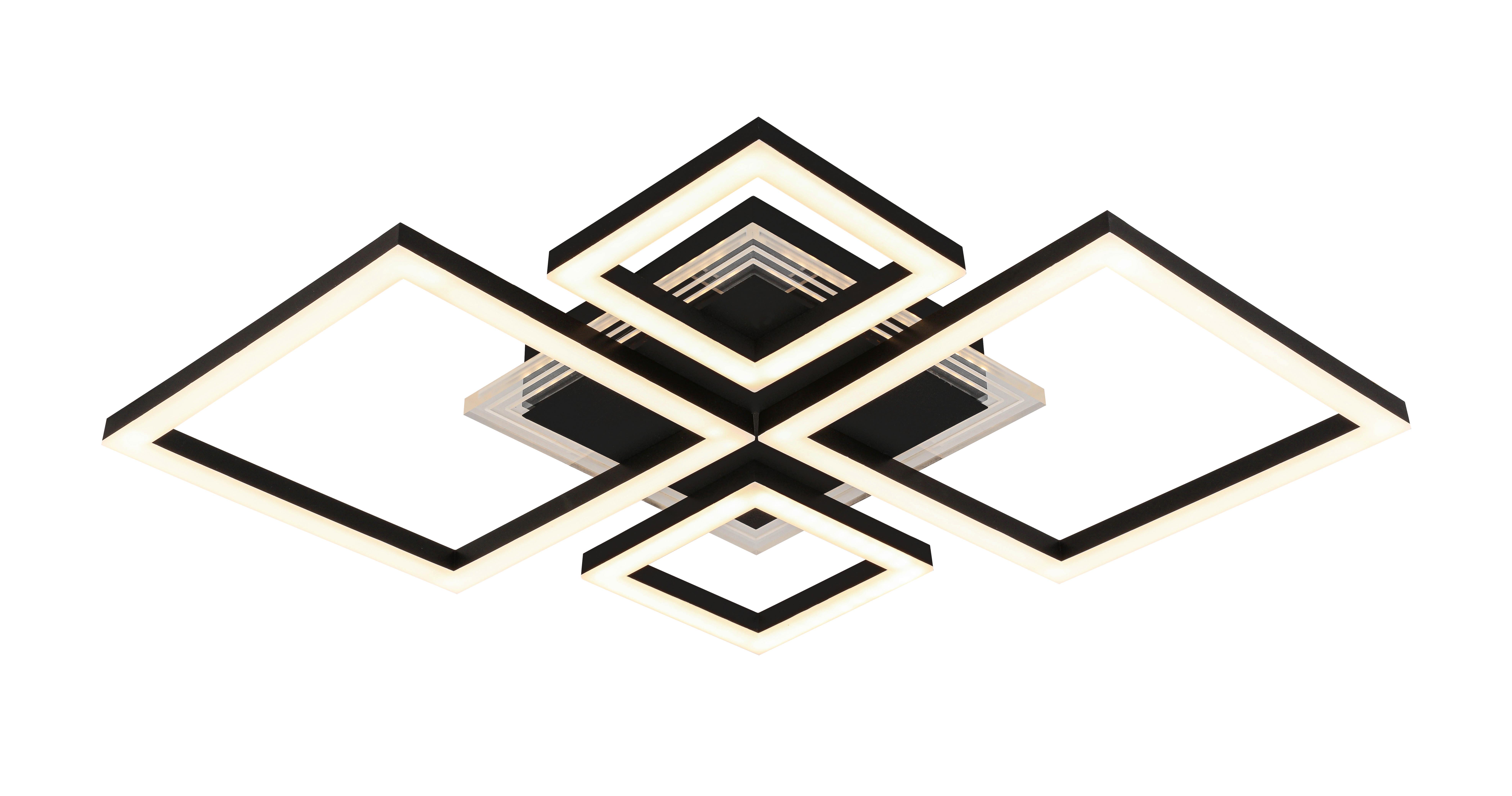 LED-Deckenleuchte Valentin - Transparent/Schwarz, MODERN, Kunststoff/Metall (62,5/45/6,5cm) - Luca Bessoni