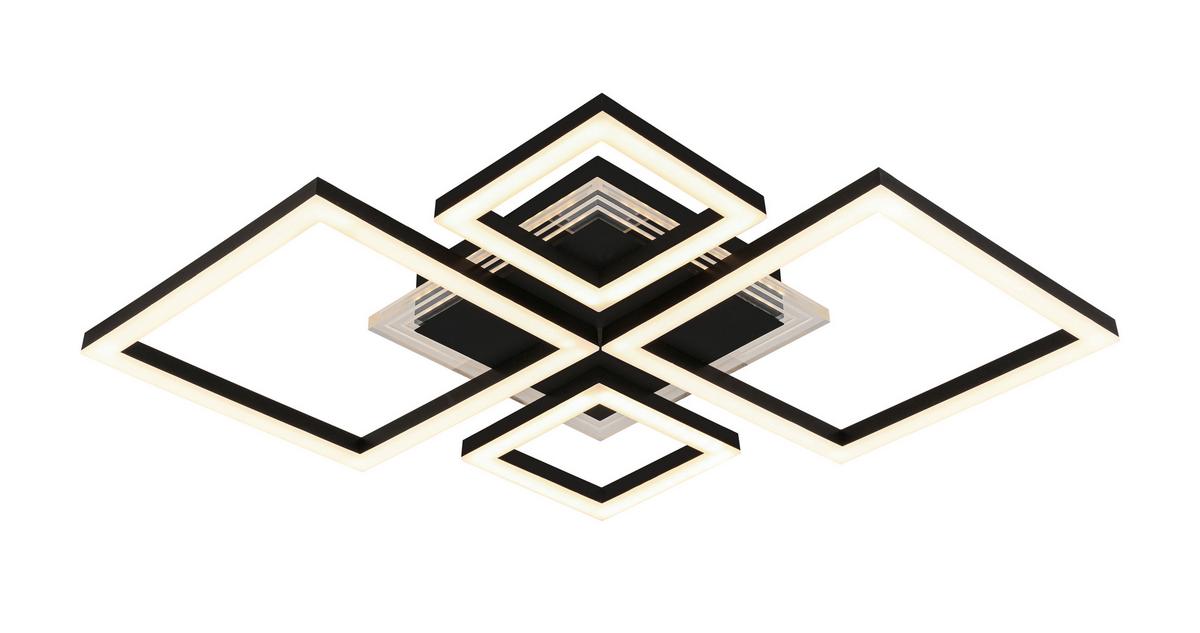 LED-Deckenleuchte Valentin - Transparent/Schwarz, MODERN, Kunststoff/Metall (62,5/45/6,5cm) - Luca Bessoni