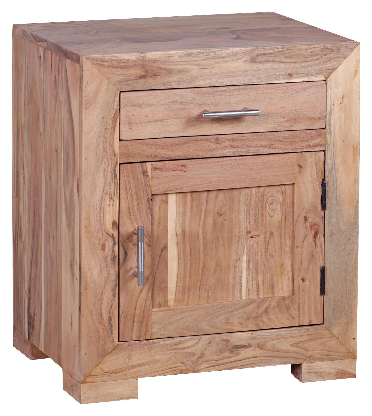 Nachtkästchen Akazie Massiv H: 60 cm Mumbai - Akaziefarben, KONVENTIONELL, Holz (50/60/40cm) - MID.YOU