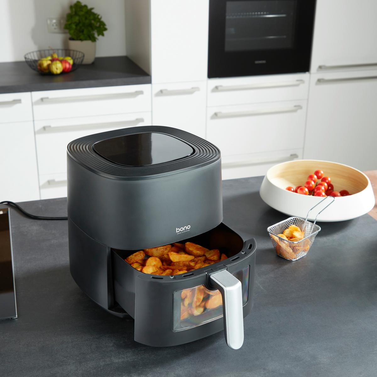 Heißluftfritteuse Jessica 6,5 L Schwarz - Schwarz, MODERN, Kunststoff (36,5cm) - Bono