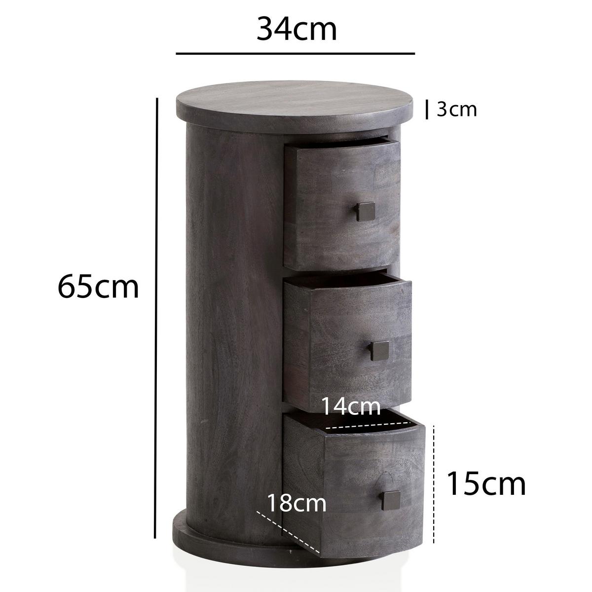 Komoda mangové dřevo - černá, Natur, kov/dřevo (34/65cm) - MID.YOU