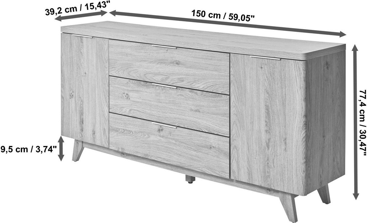 Sideboard Libre Sb 150 Eichefarben B: 150 Cm - Eichefarben, MODERN, Holzwerkstoff (150/77/39cm) - Livetastic