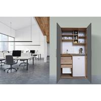 Schrankküche mit Kühlschrank + Kochfeld 104 cm Grau - Edelstahlfarben/Eichefarben, KONVENTIONELL, Holzwerkstoff/Metall (104/193/67cm) - Respekta