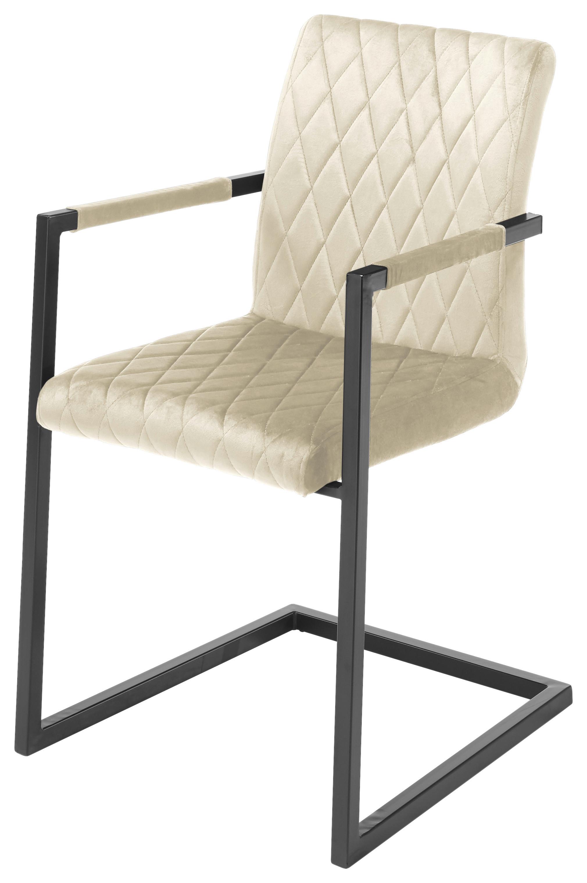Schwingstuhl Kian Beige Gepolstert - Beige/Schwarz, MODERN, Textil/Metall (54/86/63cm) - MID.YOU