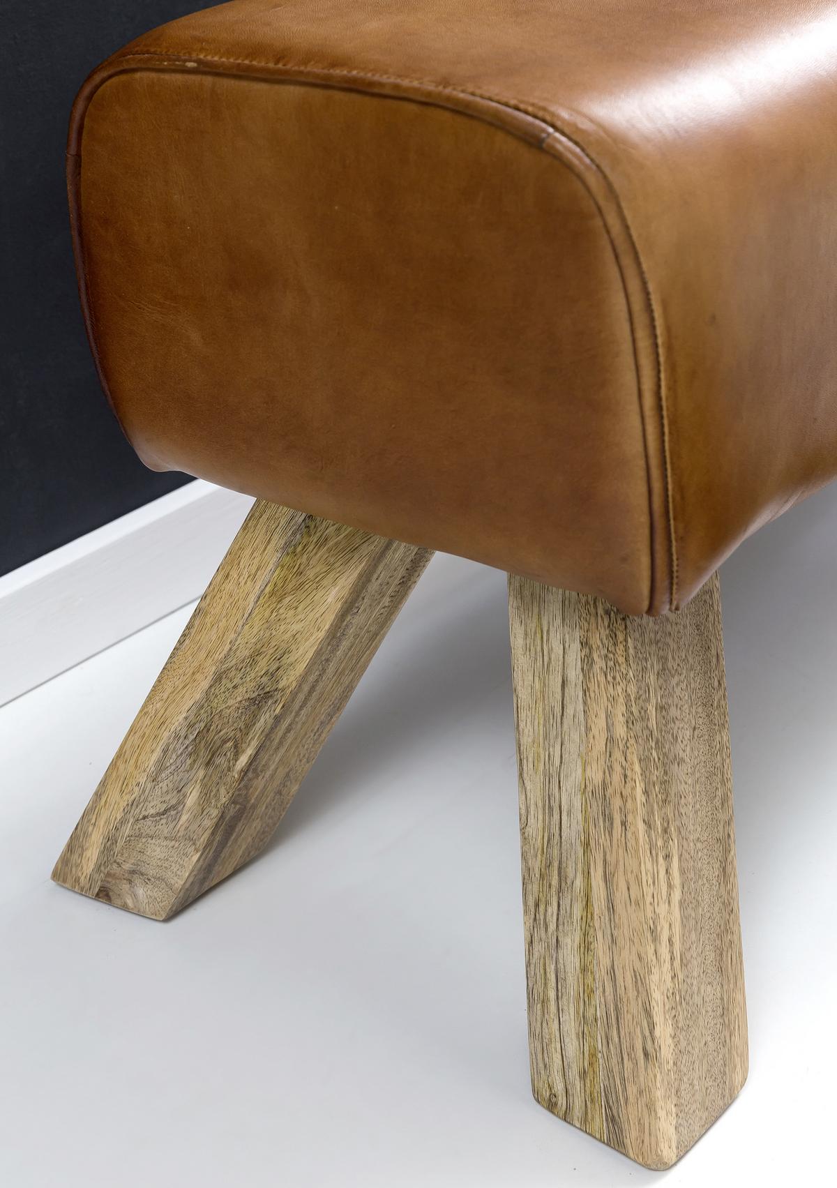 Hocker Wl5.105 Leder Braun Sitz Gepolstert  H: 43 cm - Braun, Natur, Leder (90/43/30cm) - MID.YOU