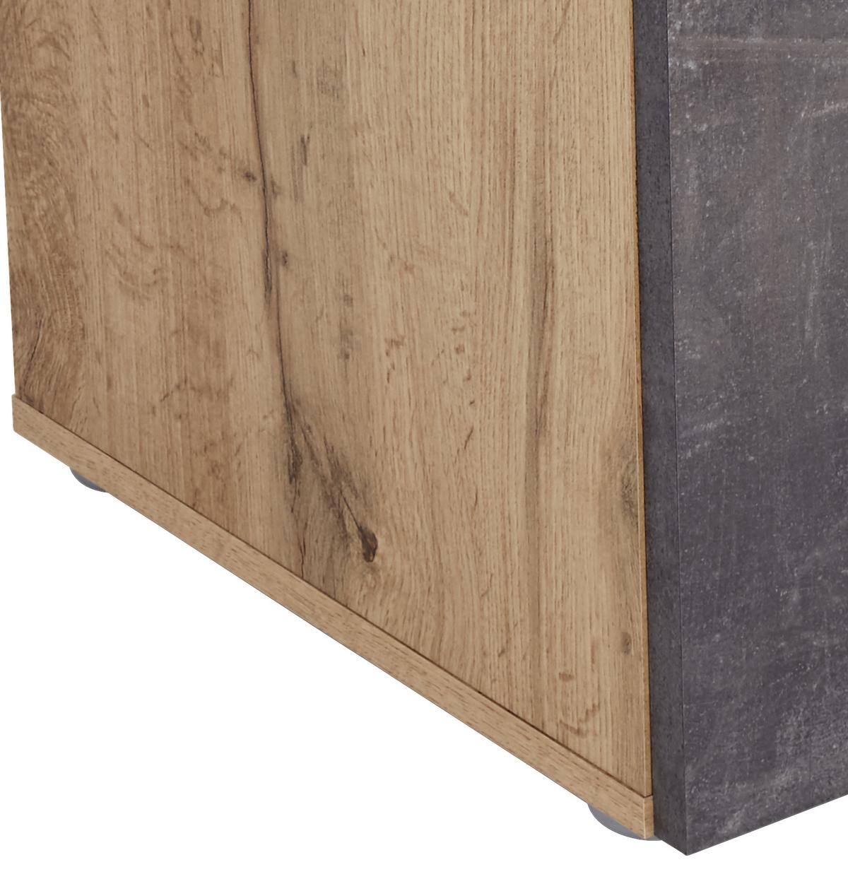 Kommode 80cm Kai, Wotan Eiche Dekor - Eichefarben/Alufarben, MODERN, Holzwerkstoff (80/80/39cm)