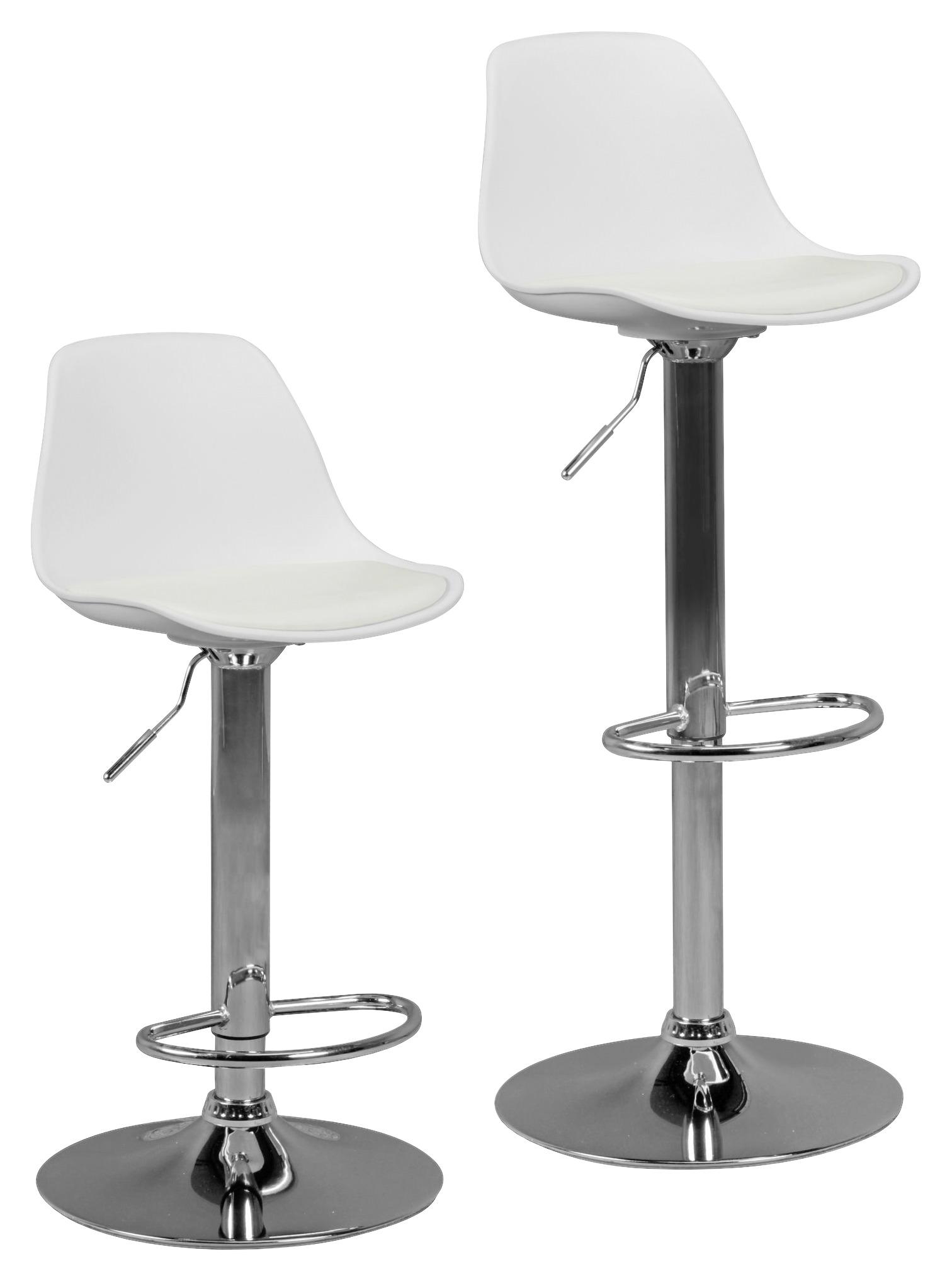 Barhocker Höhenverstellbar Korsika Lederlook Weiß/chrom - Chromfarben/Weiß, MODERN, Kunststoff/Textil (40/104/40cm) - MID.YOU