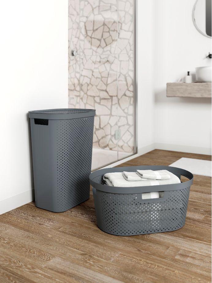 Koš Na Prádlo Hamper 59 L - tmavě šedá, Moderní, plast (44/60/35cm)