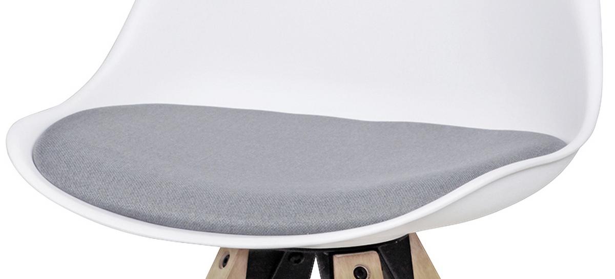 Schalenstuhl Lima Weiß Beine Echtholz 2er-Set - Eichefarben/Weiß, Design, Holz/Kunststoff (48/89/48cm) - MID.YOU