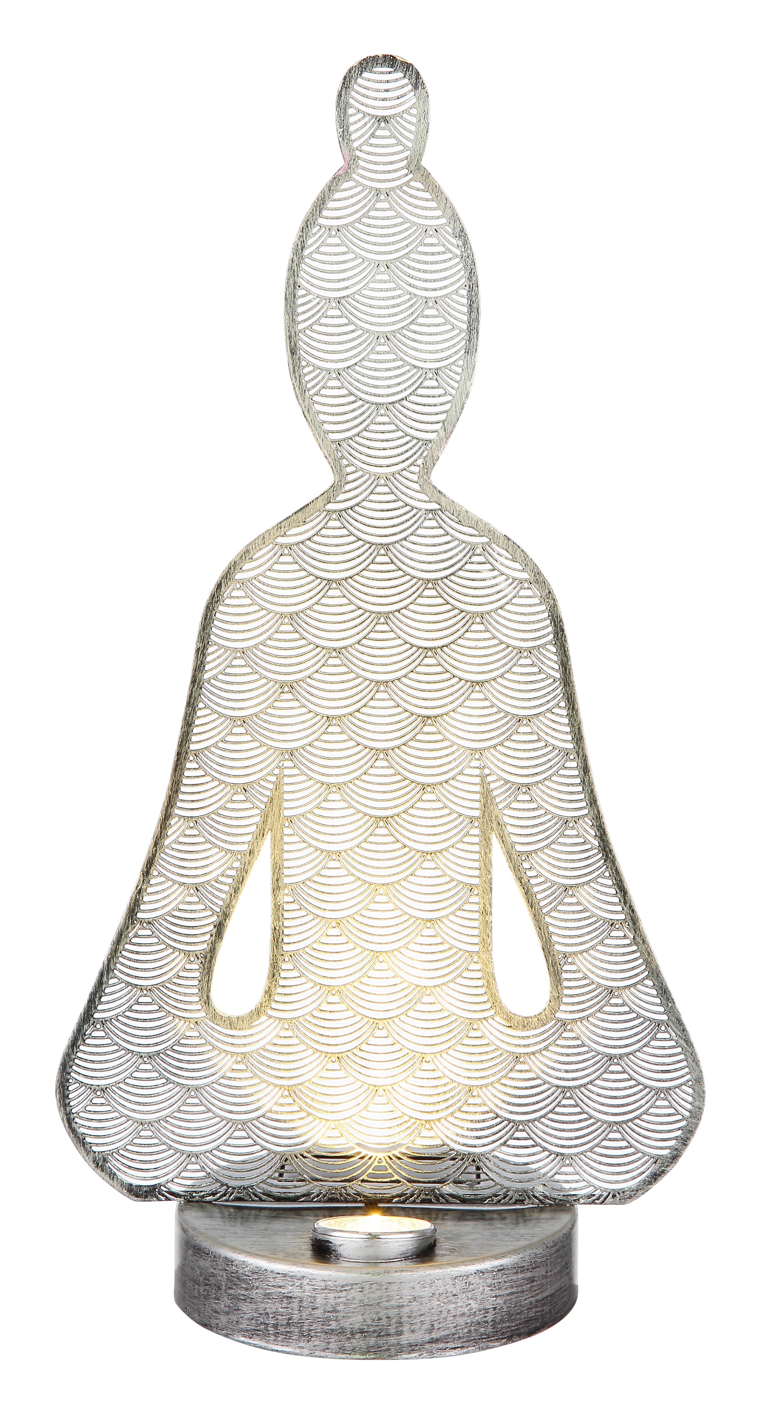 Solarleuchte Metall Antik Silberfarben - Transparent/Silberfarben, Design, Kunststoff/Metall (19/12/36cm) - Globo