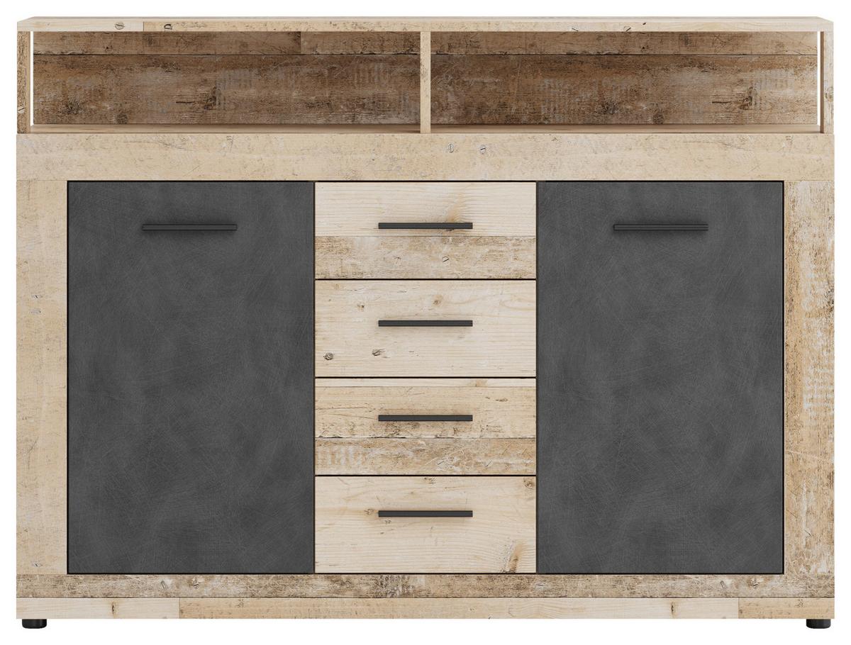 Kommode Lupo Eiche Dekor Anthrazit B: 119 Cm - Eichefarben/Anthrazit, Design, Holzwerkstoff (119/96/32cm) - MID.YOU