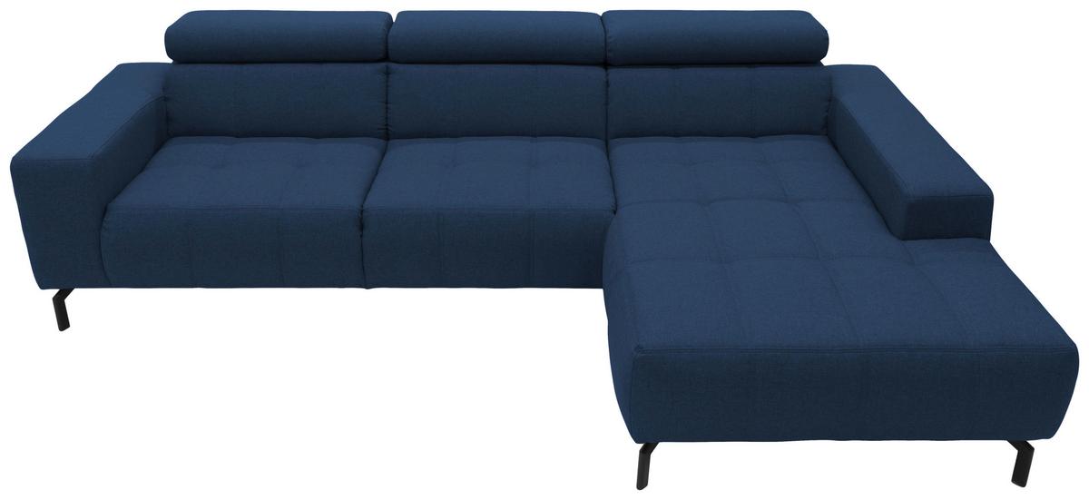 Ecksofa Cunelli Dunkelblau Webstoff - Schwarz/Dunkelblau, Design, Textil (292/175cm) - MID.YOU