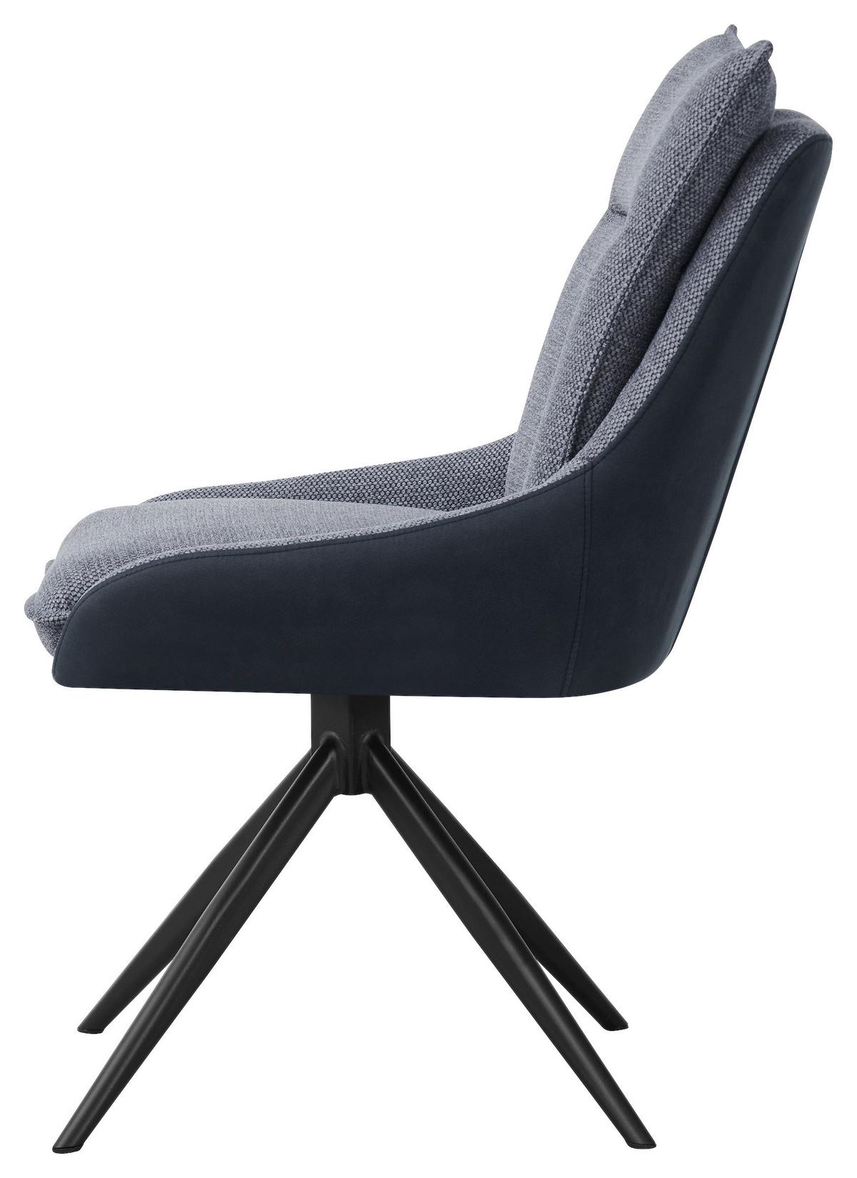 Armlehnstuhl Emilia Webstoff grau, B: 55cm - Schwarz/Grau, MODERN, Holz/Textil (55/88/65cm)