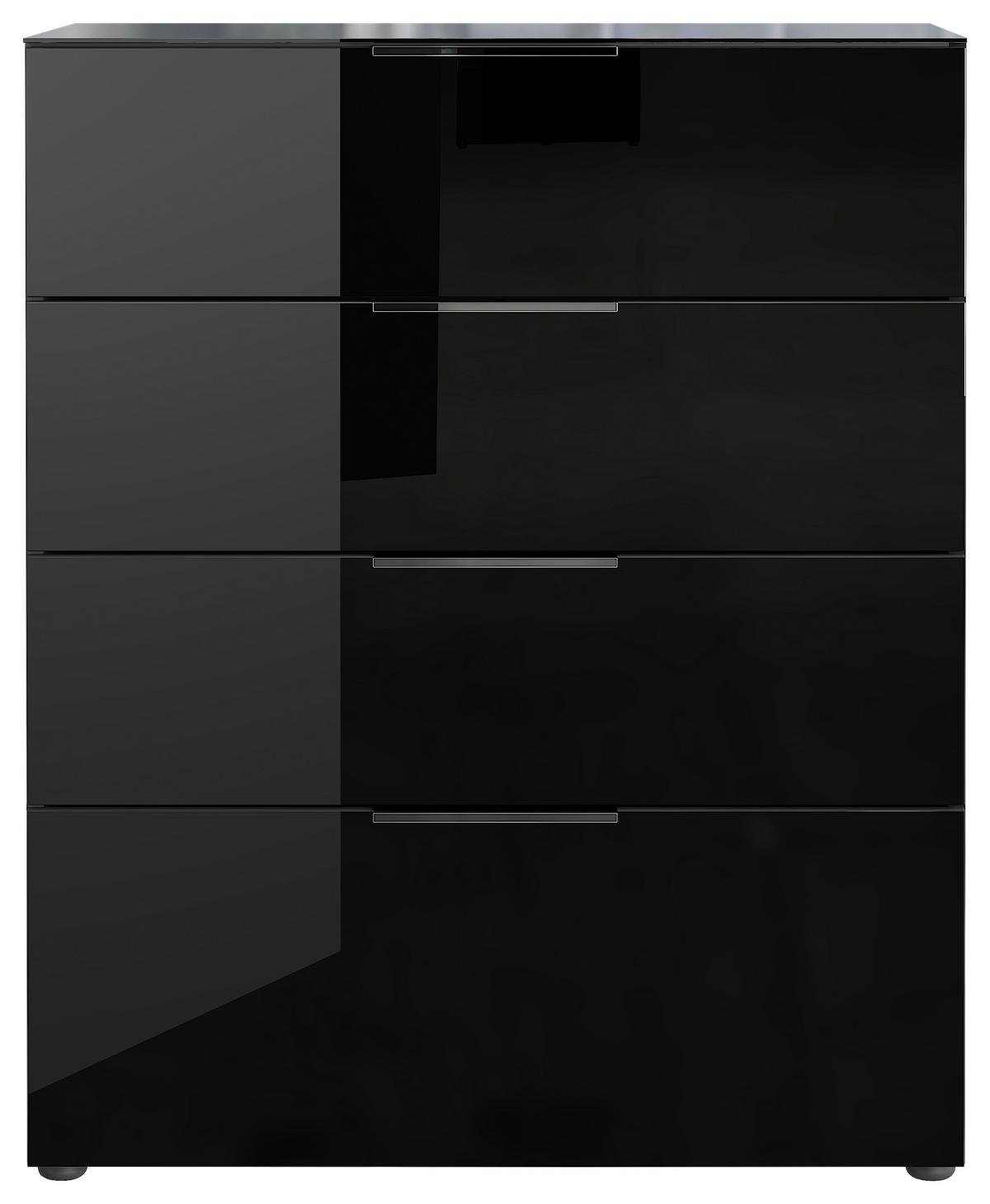 Kommode mit Glasfront B: 83 cm Gw-Oakland, Schwarz - Schwarz, KONVENTIONELL, Glas/Holzwerkstoff (83/101/42cm) - Germania