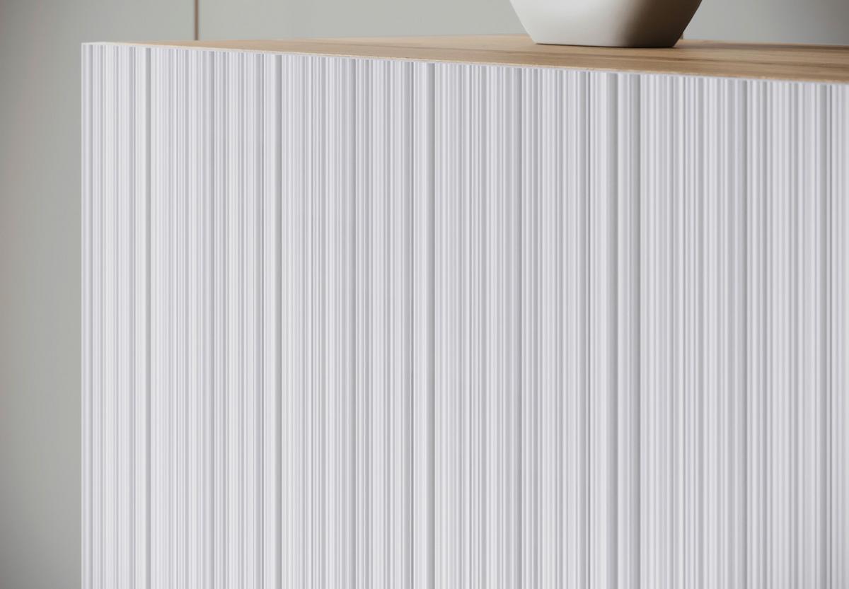 Highboard Phuket Eiche Artisan/weiß B: 120 Cm - Schwarz/Weiß, Trend, Holzwerkstoff (120/130/39cm) - P & B