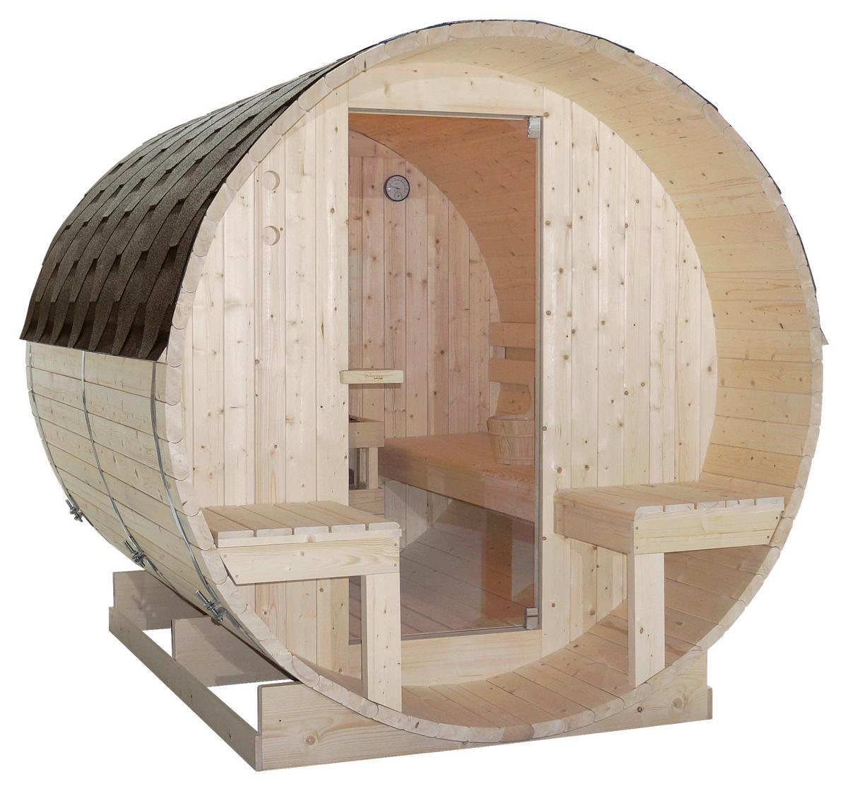 Saunafass Bergen Bergen Fichtefarben B: 189 Cm - Fichtefarben, KONVENTIONELL, Glas/Holz (194,8/220/191,5cm) - Sanotechnik