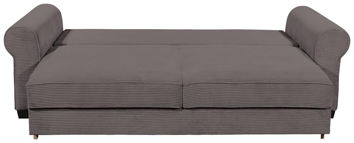2-Sitzer-Sofa Mit Schlaffunktion Maureen B:250cm - Dunkelgrau/Schwarz, KONVENTIONELL, Textil (250/95/125cm) - MID.YOU