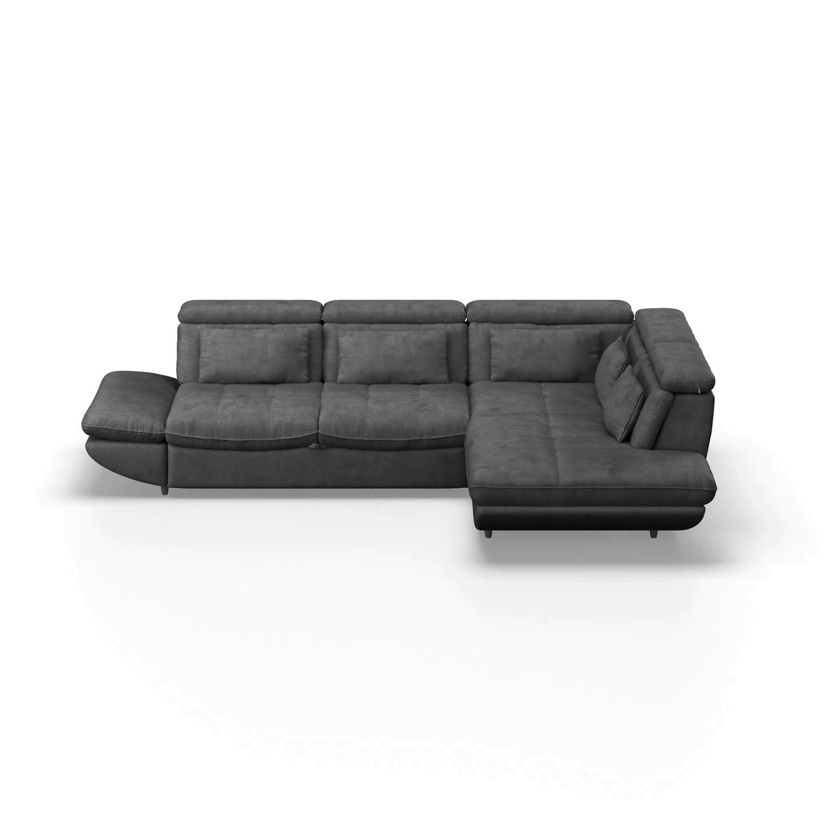 Wohnlandschaft Park mit Schlaffunktion Anthrazit - Anthrazit/Schwarz, MODERN, Textil (233/311cm) - Luca Bessoni