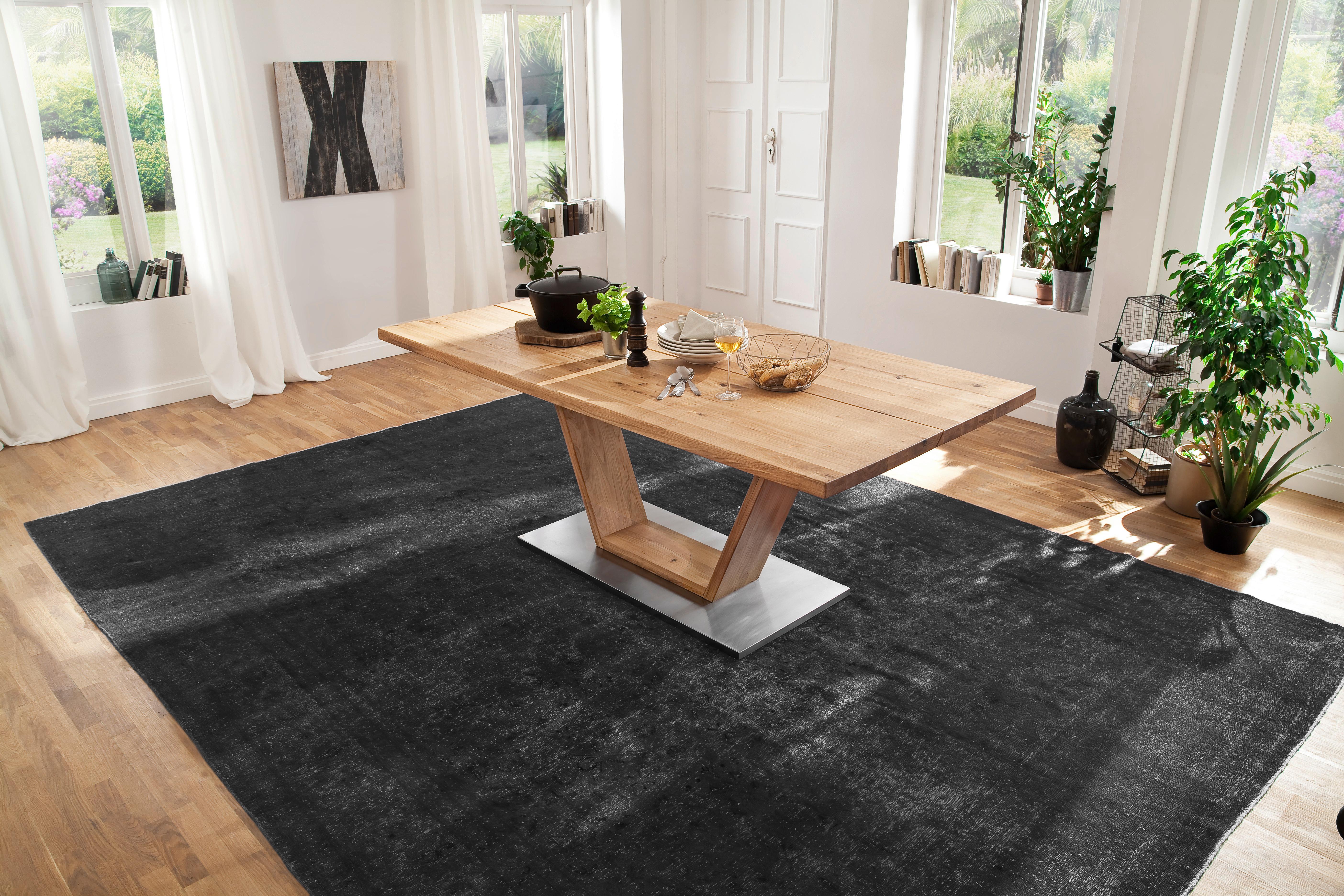 Esstisch Eiche Greta 180x90 Cm Mit Geteilter Tischplatte - Eichefarben, Design, Holz/Holzwerkstoff (180/90/77cm) - Livetastic