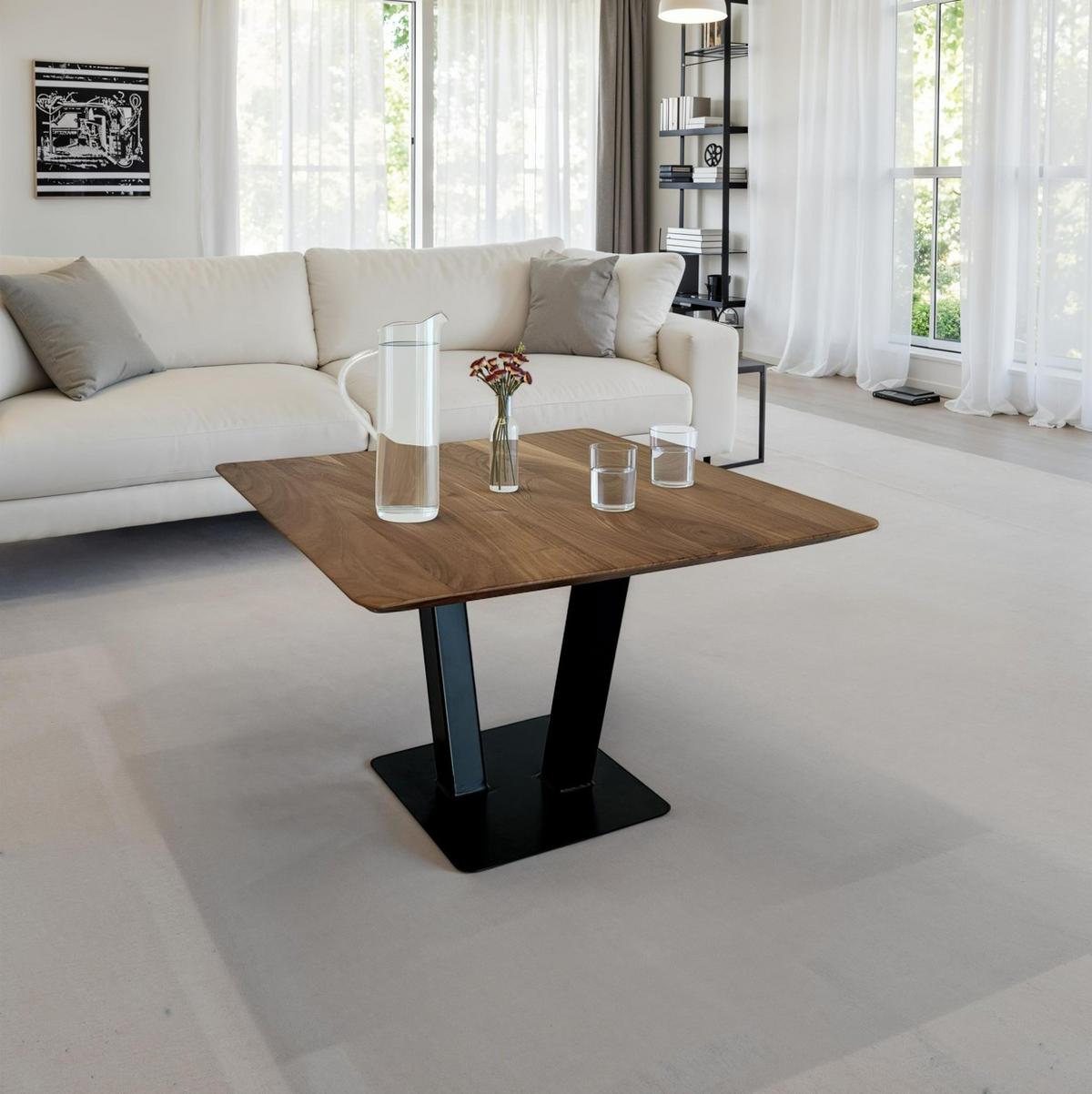 Couchtisch Schwarz B: 60 cm - Schwarz, Natur, Holz/Metall (60/60/40cm) - Livetastic