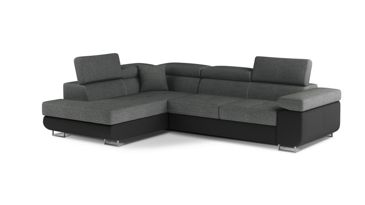 Ecksofa Anton Grau/Schwarz S:203x272cm - Chromfarben/Schwarz, Design, Textil (203/272cm) - MID.YOU