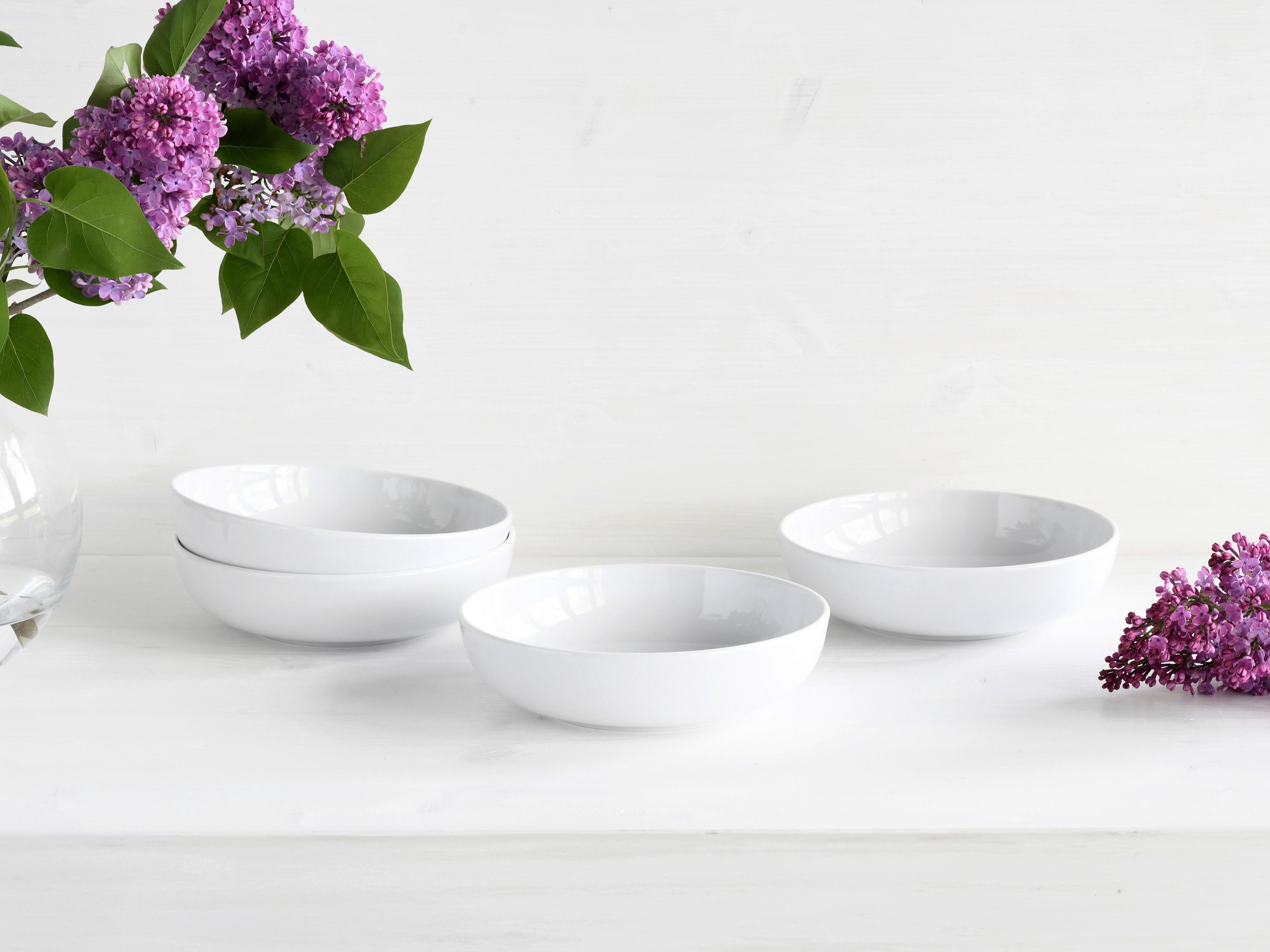 Schüsselset Porzellan Weiß 4-teilig - Weiß, Design, Keramik - Creatable