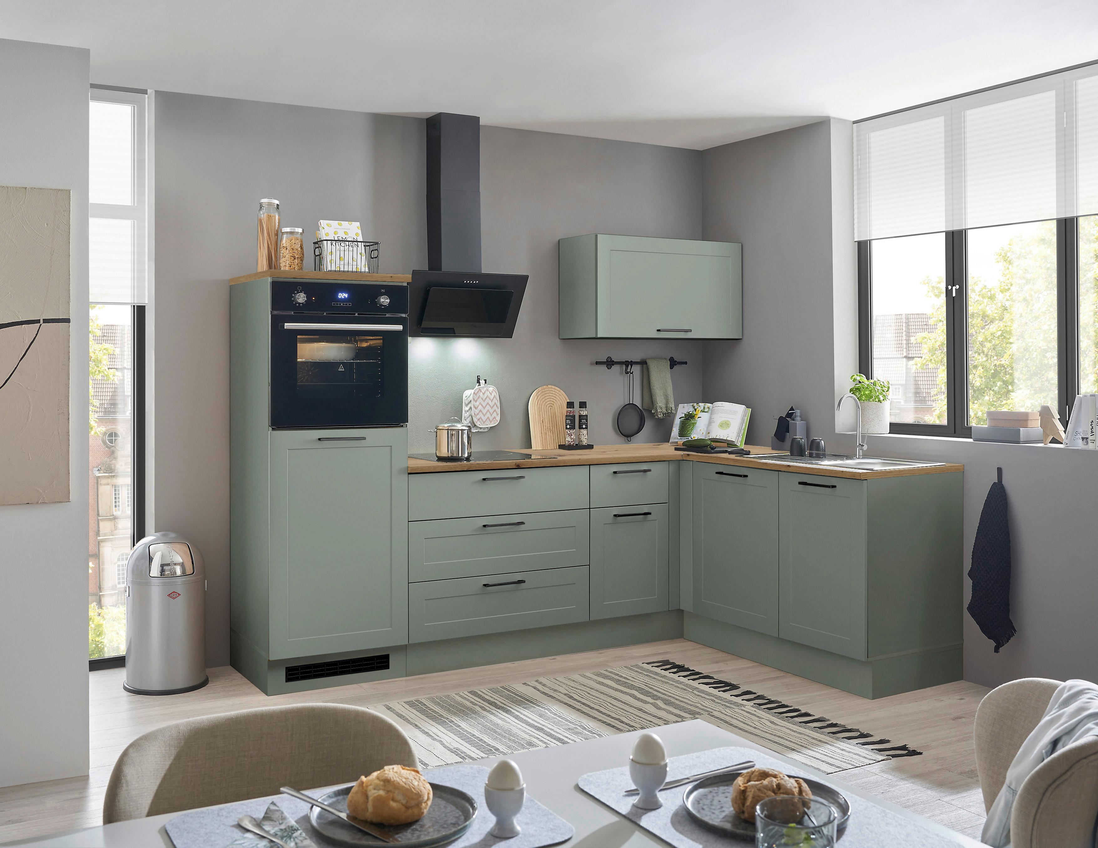 Eckküche Marseille Grün/eiche Dekor S: 260x175 Cm - Eiche Artisan/Grün, Design, Holzwerkstoff (260/175cm) - MID.YOU