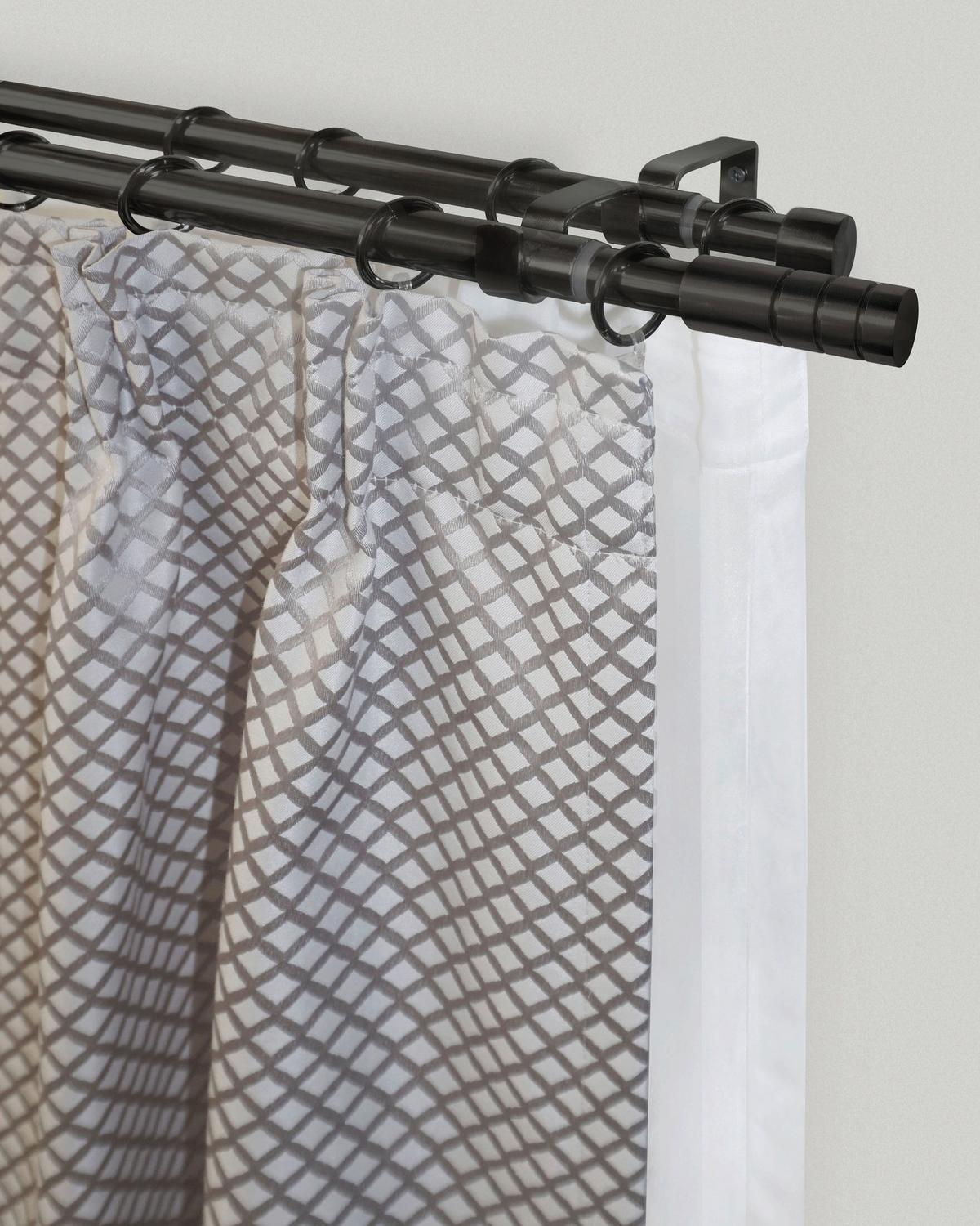 Rundstangengarnitur 2-Lfg Ada Schwarz L: 200-360 cm - Schwarz, ROMANTIK / LANDHAUS, Metall (200-360cm) - James Wood