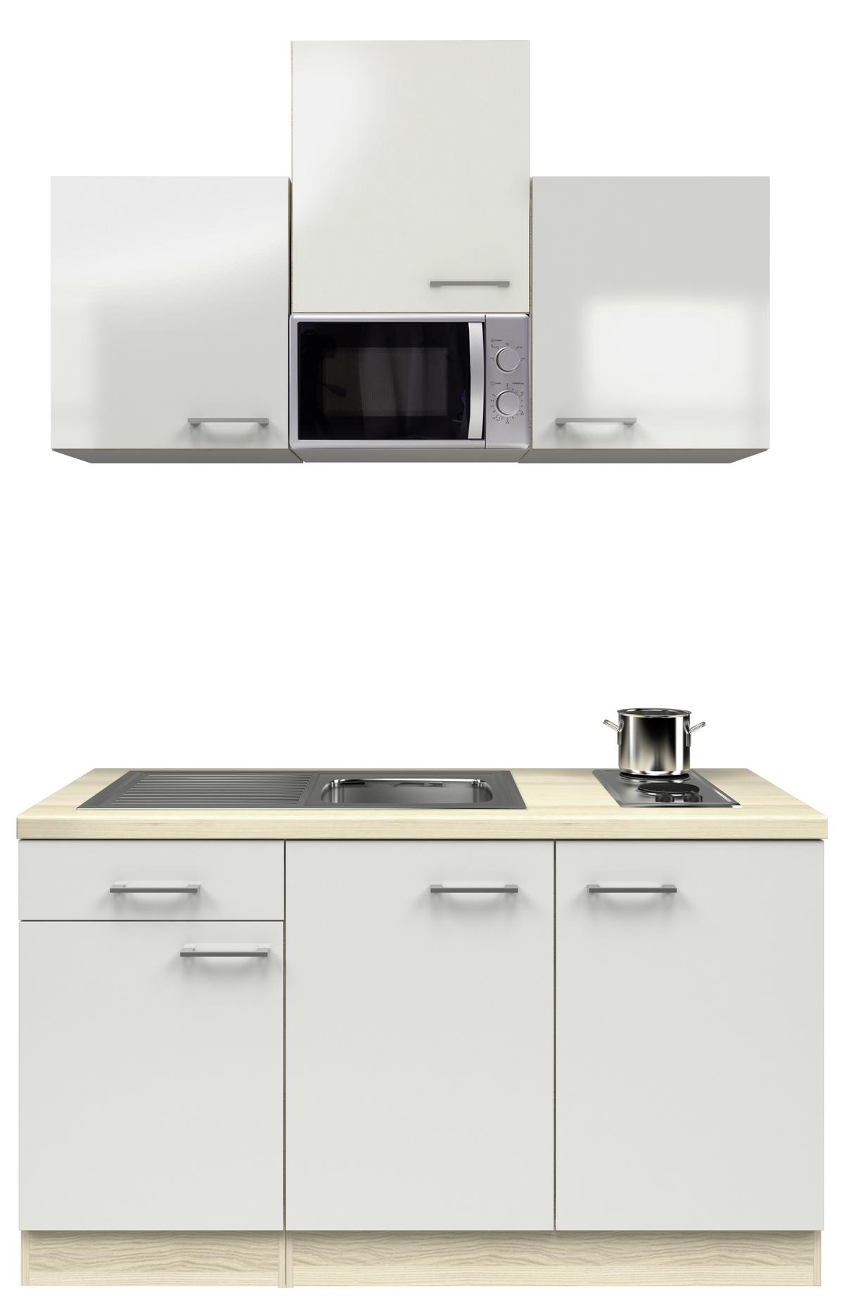 Minikuchyňa Abaco Š: 150cm - farby akácie/farby ušľachtilej ocele, Moderný, kompozitné drevo/plast (150cm) - MID.YOU