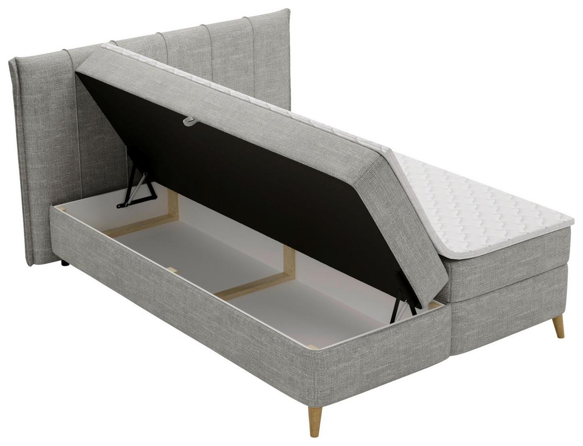 Americká posteľ VELORIA 140x200, sivá - sivá/prírodná farba, Konventionell, drevo/textil (140/200cm) - Mömax