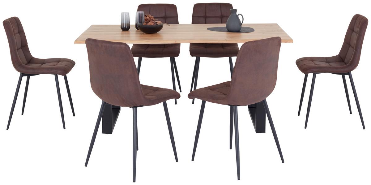 Étkezőasztal Mundra  160 - akácia színű/fekete, Konventionell, fa/fém (160/76/90cm)