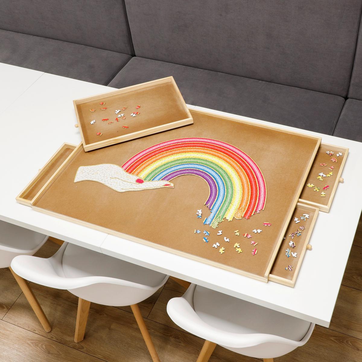 Puzzle-tisch Arnulf, Holz, Ca. 76 Cm - Naturfarben, KONVENTIONELL, Holz/Holzwerkstoff (76/4,5/57cm)