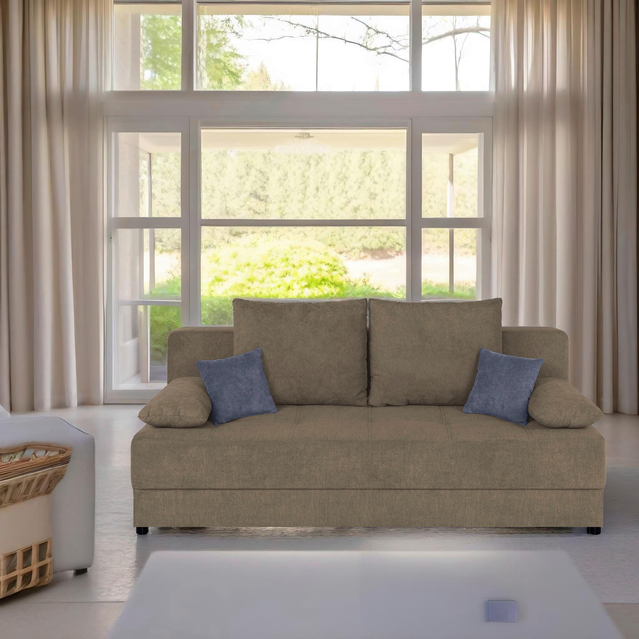 Schlafsofa Toni Braun B: 200 cm - Schwarz/Braun, Design, Holzwerkstoff/Textil (200/90/103cm) - P & B