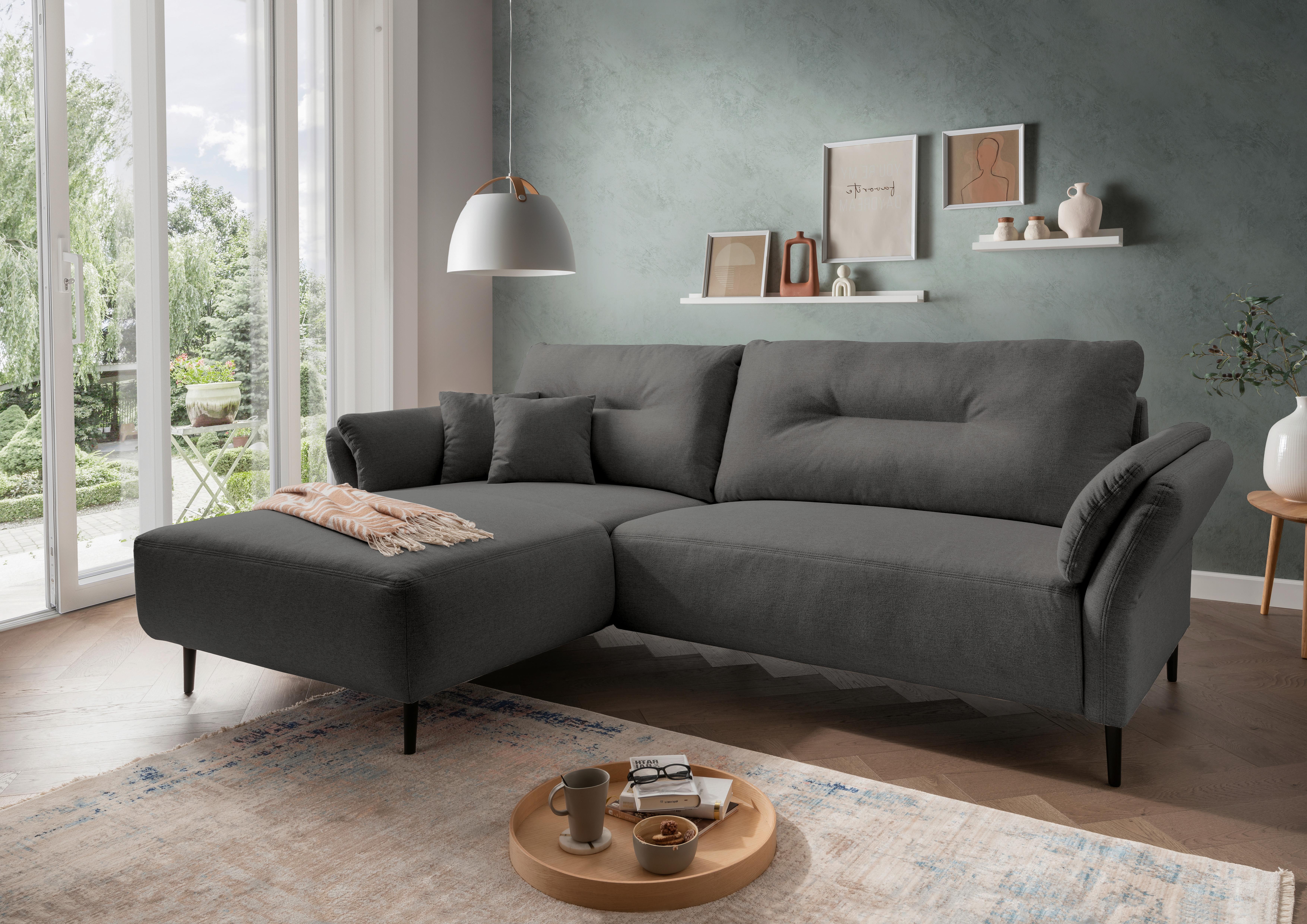 Ecksofa Piatelli Schwarz S: 269x172 cm - Anthrazit/Schwarz, MODERN, Textil (269/172cm) - MID.YOU